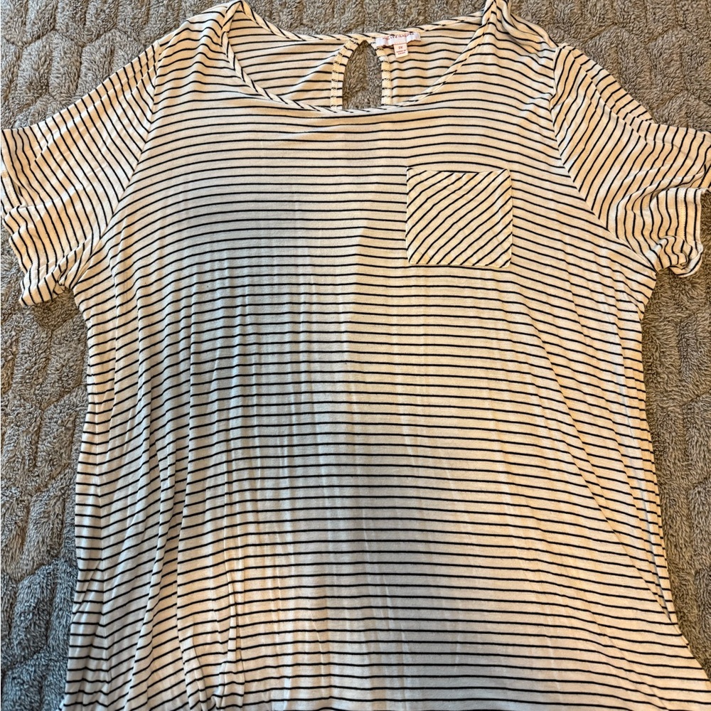 White and Black Relaxed Cut Out Short Sleeve Tee